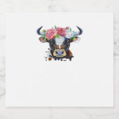 Kuh gekrönt mit Blume Klassischer T - Shirt Schaumweinetikett (Einzelnes Label)