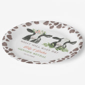 Kuh-Gender-Offenlegungspapier Pappteller (Schrägansicht)