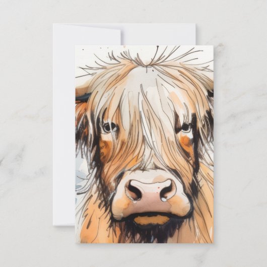 Kuh-Geschenk, Highland-Kuh Dankeskarte (Vorderseite)