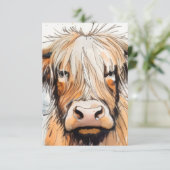 Kuh-Geschenk, Highland-Kuh Dankeskarte (Stehend Vorderseite)