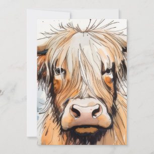 Kuh-Geschenk, Highland-Kuh  Einladung