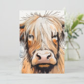 Kuh-Geschenk, Highland-Kuh Einladung (Stehend Vorderseite)