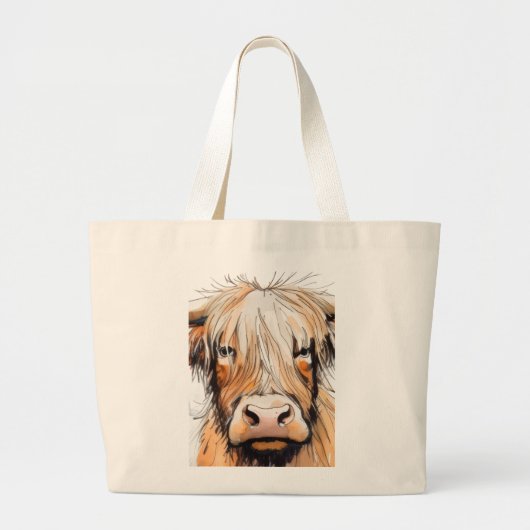 Kuh-Geschenk, Highland-Kuh Jumbo Stoffbeutel (Vorne)