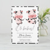 Kuh geschlechtsneutrale Zwillinge Babydusche Einladung (Stehend Vorderseite)