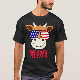 Kuh Gesicht 4. Juli Usa Sonnenbrille Amerikanische T-Shirt