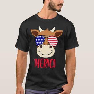 Kuh Gesicht 4. Juli Usa Sonnenbrille Amerikanische T-Shirt