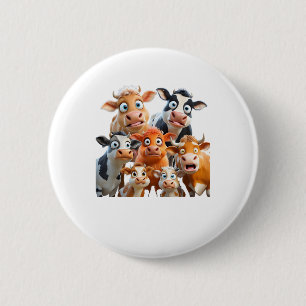 Kuh Gesicht Funny Süße Tier Kuh Bauer Cow Baby Lov Button