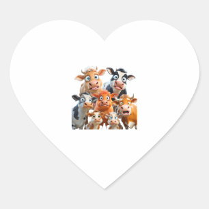 Kuh Gesicht Funny Süße Tier Kuh Bauer Cow Baby Lov Herz-Aufkleber
