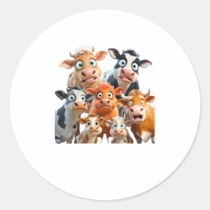 Kuh Gesicht Funny Süße Tier Kuh Bauer Cow Baby Lov Runder Aufkleber