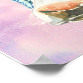 Kuh Gesicht mit grünen Augen Aquarellmalerei Poster (Ecke)