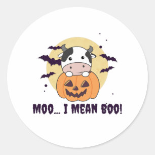 Kuh Ghost Niedlich Kawaii Halloween Moo I Gemein B Runder Aufkleber