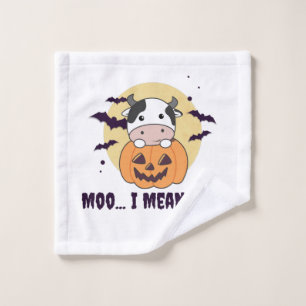Kuh Ghost Niedlich Kawaii Halloween Moo I Gemein B Waschlappen