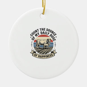 Kuh Glück Vintage-Farm-Vektor-Shirt-Design_1 Keramik Ornament