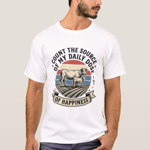Kuh Glück Vintage-Farm-Vektor-Shirt-Design_1 T-Shirt