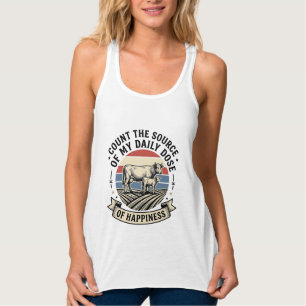 Kuh Glück Vintage-Farm-Vektor-Shirt-Design_1 Tank Top