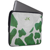 Kuh-grünes und weißes Monogramm Laptopschutzhülle (Vorne Rechts)