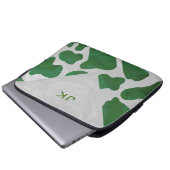 Kuh-grünes und weißes Monogramm Laptopschutzhülle (Vorne Knopf)