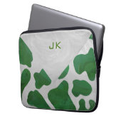 Kuh-grünes und weißes Monogramm Laptopschutzhülle (Vorderseite Links)