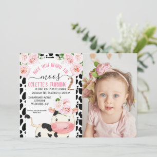 Kuh haben Sie gehört das Moos Foto 2. Geburtstag. Einladung