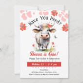 Kuh haben Sie Herde 1. Geburtstag Mädchen Einladung (Vorderseite)