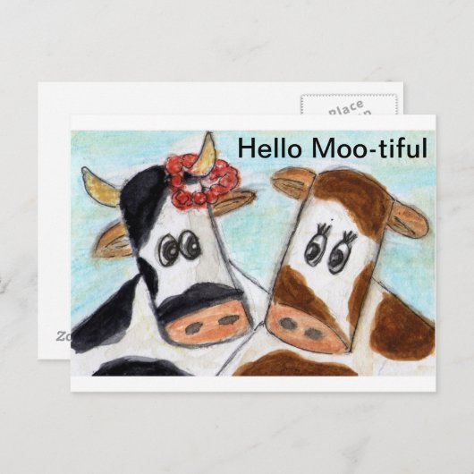 Kuh Hallo Moo-schöne Postkarte (Vorne/Hinten)