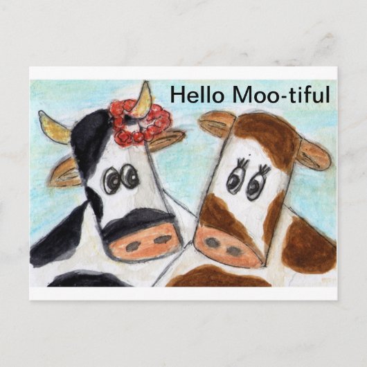 Kuh Hallo Moo-schöne Postkarte (Vorderseite)