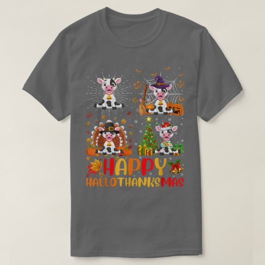 Kuh Hallothanksmas Halloween Erntedank Christma T-Shirt (Design vorne)
