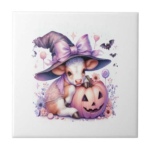 Kuh Halloween Platz Fliese (Vorderseite)