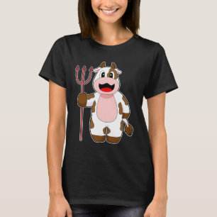 Kuh Halloween Teufel Dreizack T-Shirt