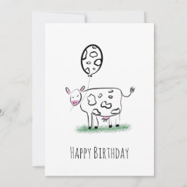 Kuh Happy Geburtstag Hand Drawn Doodle Art Feiertagskarte