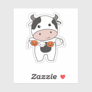 Kuh Happy Halloween Pumpkin Bat Kostüm Aufkleber