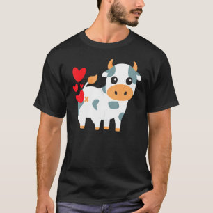 Kuh Hearts Funny Niedlicher Valentinstag T-Shirt