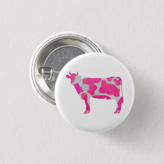 Kuh Heiß rosa und weiße Silhouette Button (Vorne & Hinten)