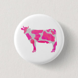 Kuh Heiß rosa und weiße Silhouette Button