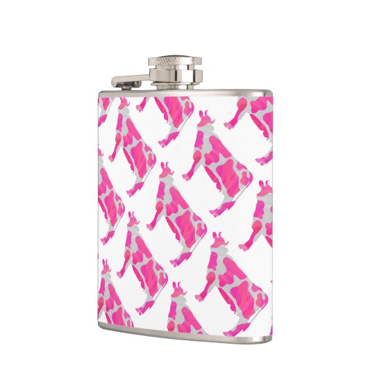 Kuh Heiß rosa und weiße Silhouette Flachmann (Links)