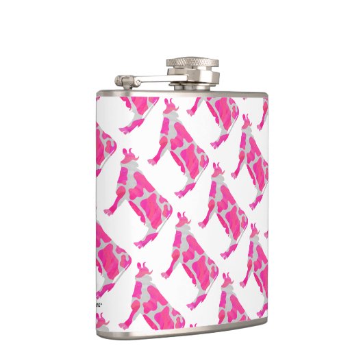Kuh Heiß rosa und weiße Silhouette Flachmann (Rechts)