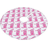 Kuh Heiß rosa und weiße Silhouette Polyester Weihnachtsbaumdecke (Schrägansicht)