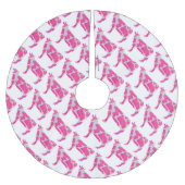 Kuh Heiß rosa und weiße Silhouette Polyester Weihnachtsbaumdecke (Vorderseite)