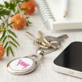 Kuh Heiß rosa und weiße Silhouette Schlüsselanhänger (Seite)