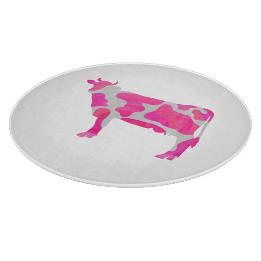 Kuh Heiß rosa und weiße Silhouette Schneidebrett (Ecke)