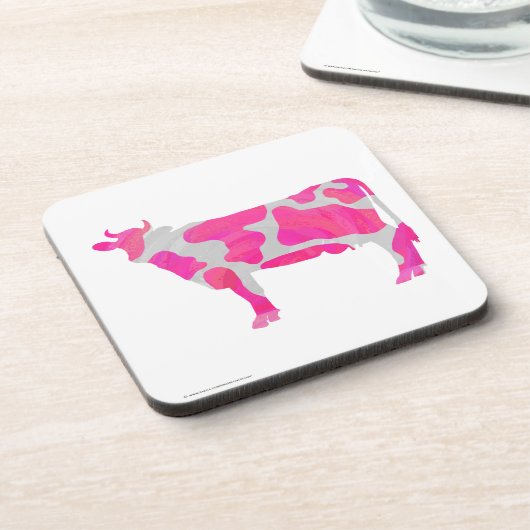 Kuh Heiß rosa und weiße Silhouette Untersetzer (Linke Seite)