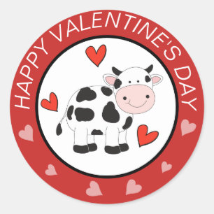 Kuh Herz Valentinsticker Runder Aufkleber