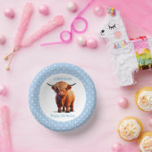 Kuh Highland Blue Birthday Pappteller (Party)