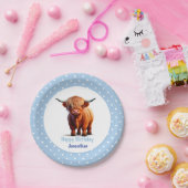 Kuh Highland Blue Birthday Pappteller (Party)