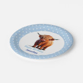 Kuh Highland Blue Birthday Pappteller (Schrägansicht)