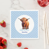 Kuh Highland Blue Birthday Serviette (Beispiel)