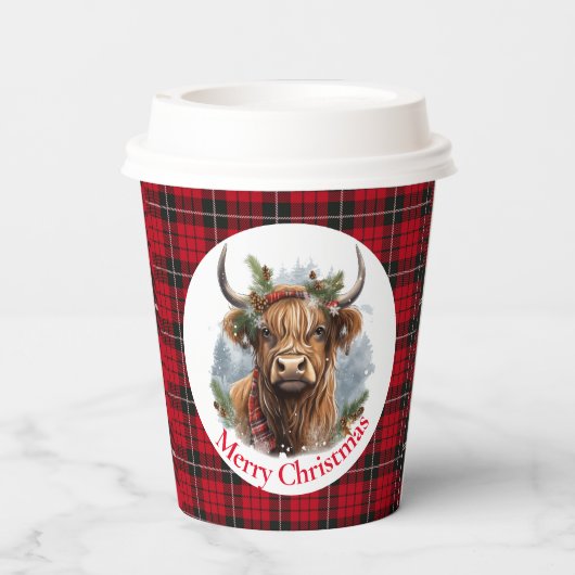 Kuh Highland Christmas Pappbecher (Rückseite)