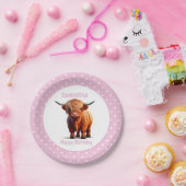 Kuh Highland Pink Balloons Poke Dots Pappteller (Party)