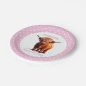 Kuh Highland Pink Balloons Poke Dots Pappteller (Schrägansicht)