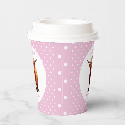 Kuh Highland Pink Pappbecher (Rechts)